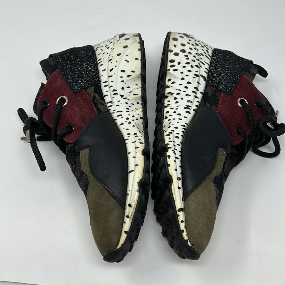 Steve Madden Green Camouflage Burgundy White Black Wedge Sneakers Size 8.5 - Picture 5 of 10